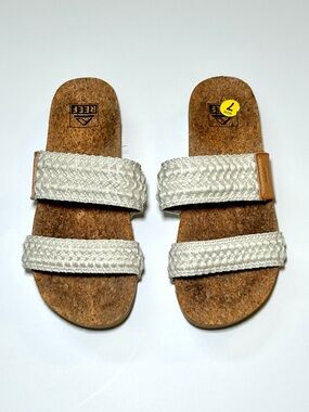 Reef Cushion Vista Natural Crochet Woven Slide Sandle Women’s 7